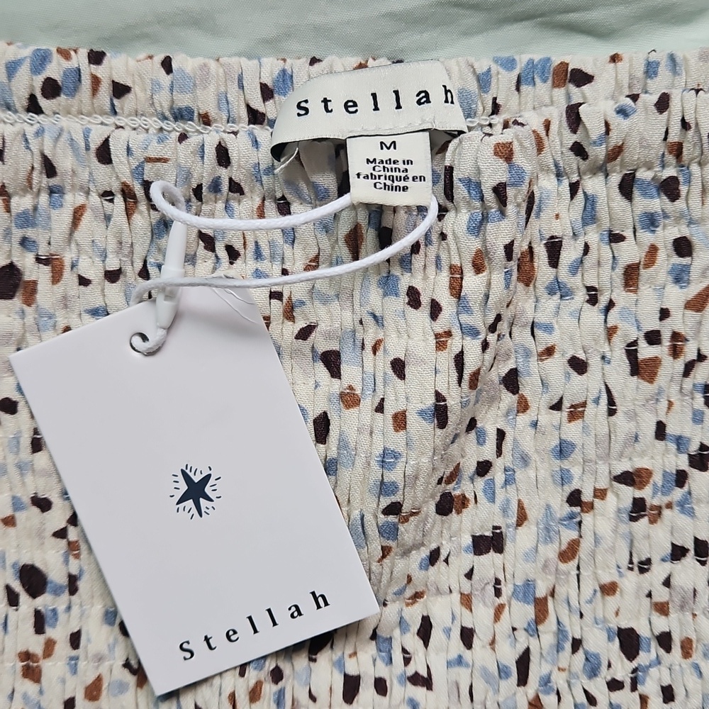NWT Stellah Cream Patterned Mini Skirt, Size M - Picture 2 of 6